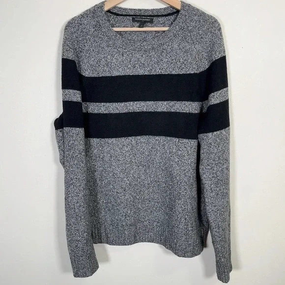 Banana Republic Two Black Stripped  Grey Sweater - Picture 2 of 14